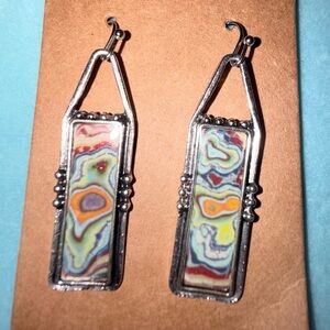 Colorful Abstract Silver Earrings